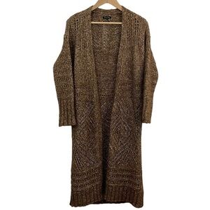 Massimo Dutti Longline Knit Cardigan Women’s S Brown Cotton Alpaca Italian EUC